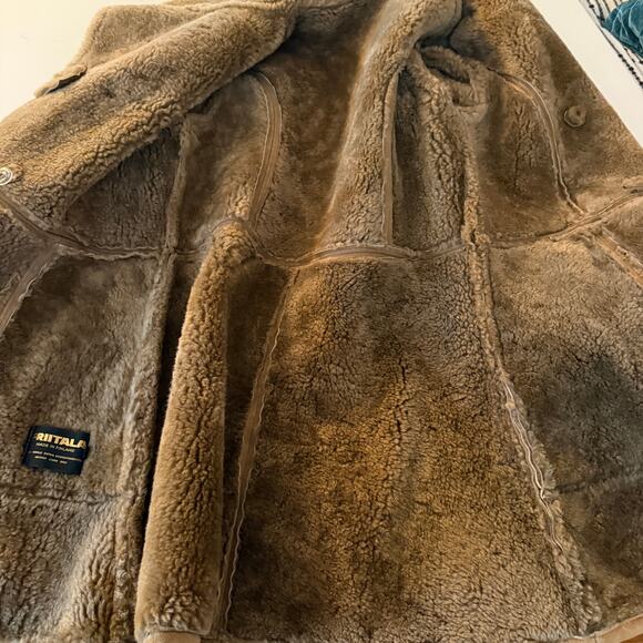 FRIITALA | 100% Sheepskin Shearling Car Length Double Breasted Coat Size 40 / 8 - Picture 6 of 8